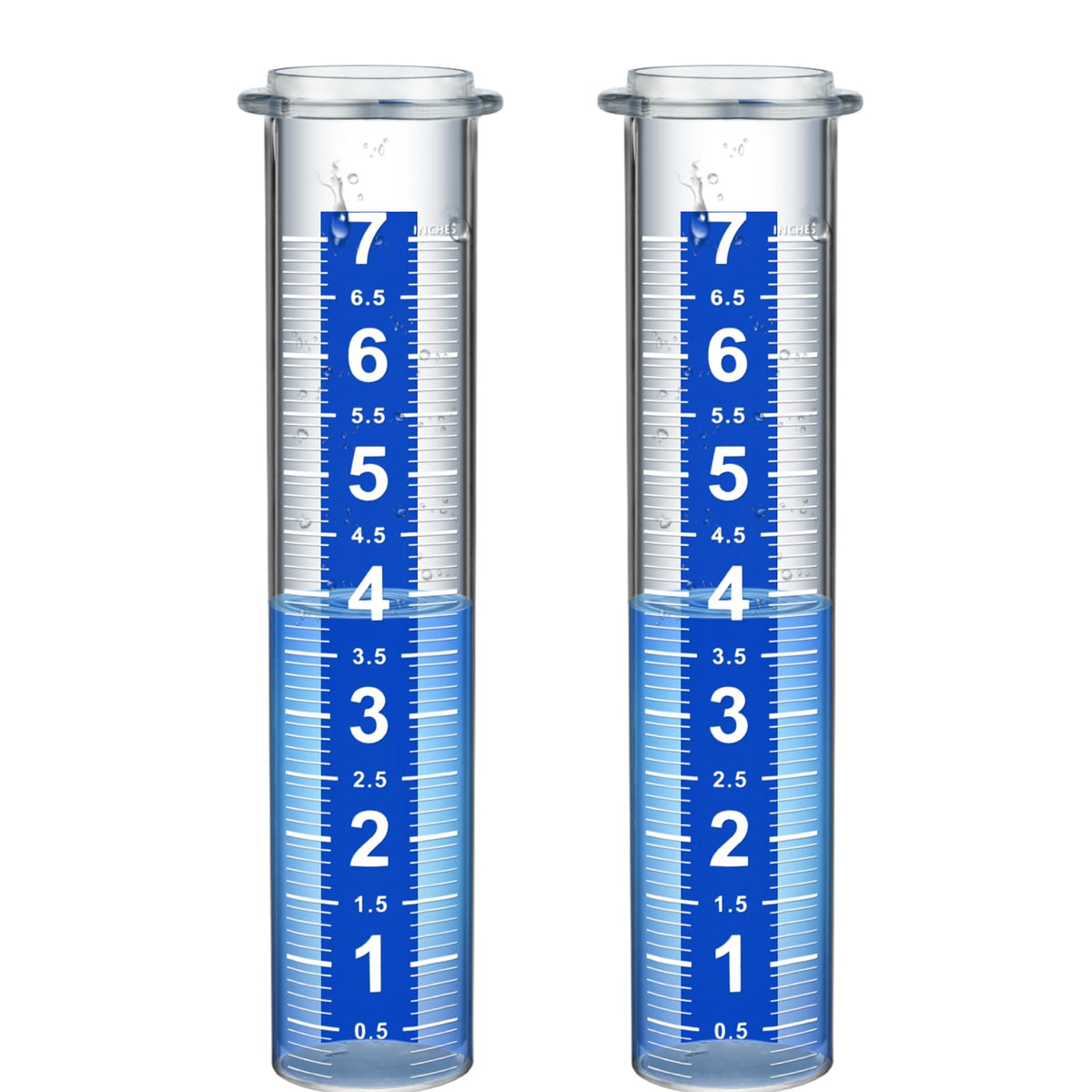 Ricihene rain gauge replacement tube shows clear 7-inch measurement for accurate yard rainfall readings.