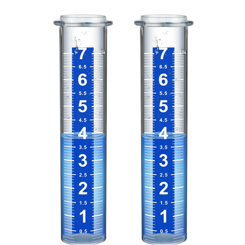 Ricihene rain gauge replacement tube shows clear 7-inch measurement for accurate yard rainfall readings.