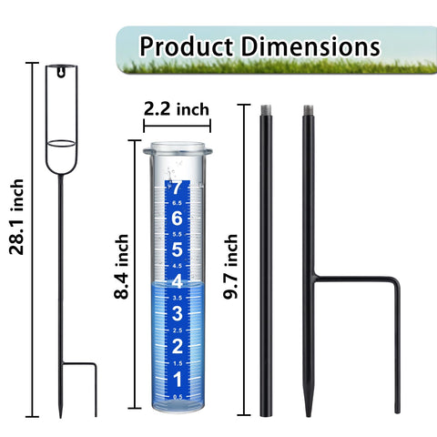 Ricihene Rain Gauge features thickened plastic and metal frame for durable outdoor use