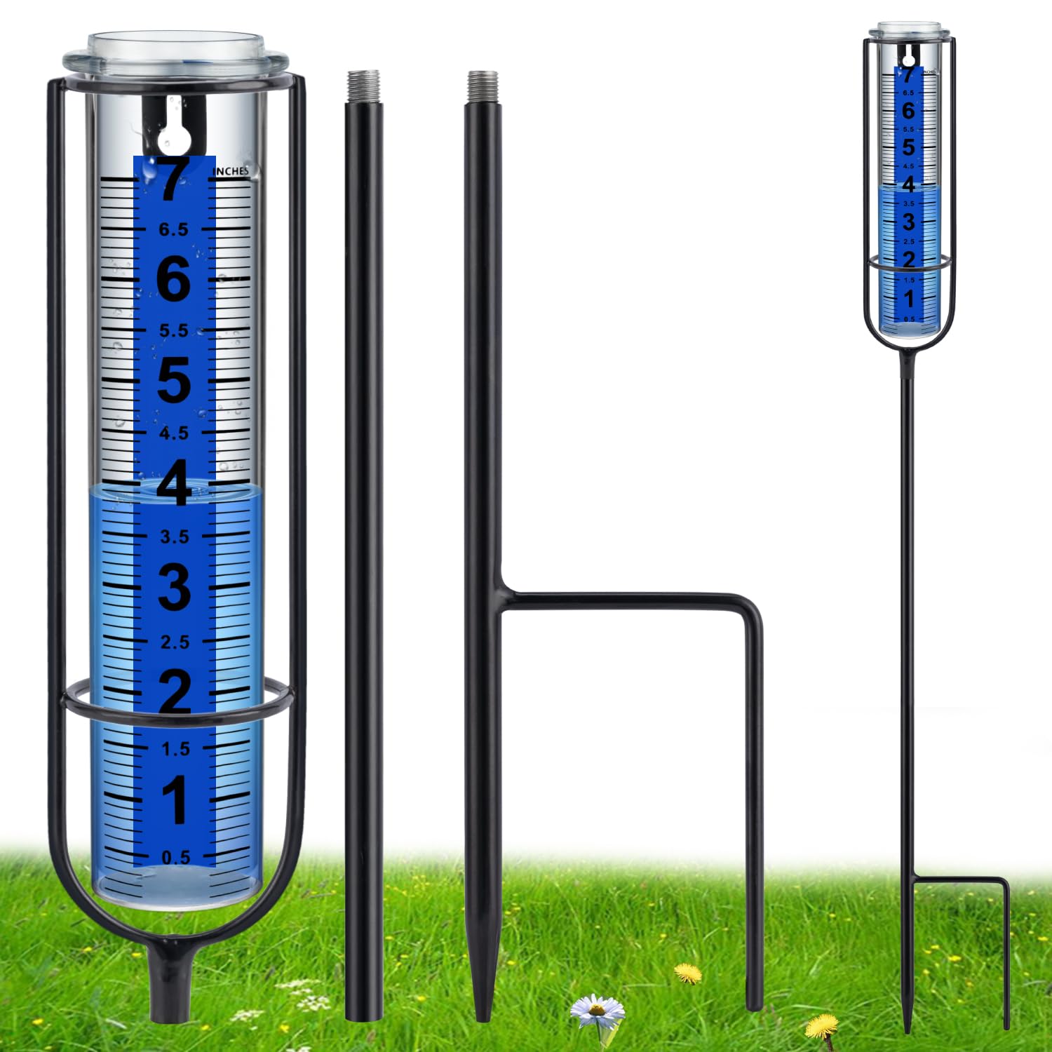 Ricihene rain gauge with tall stand provides easy yard readings and stable placement