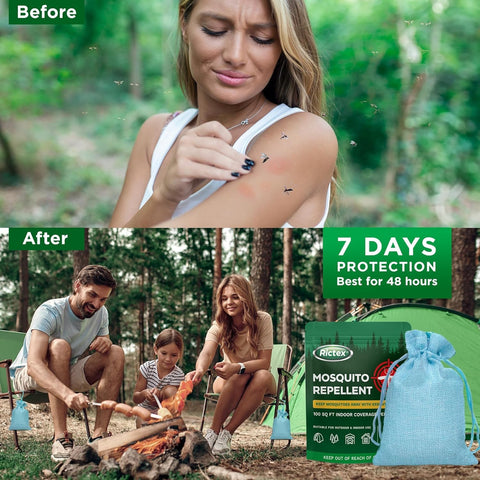 Rictex pouch displays citronella and peppermint blend for outdoor protection.