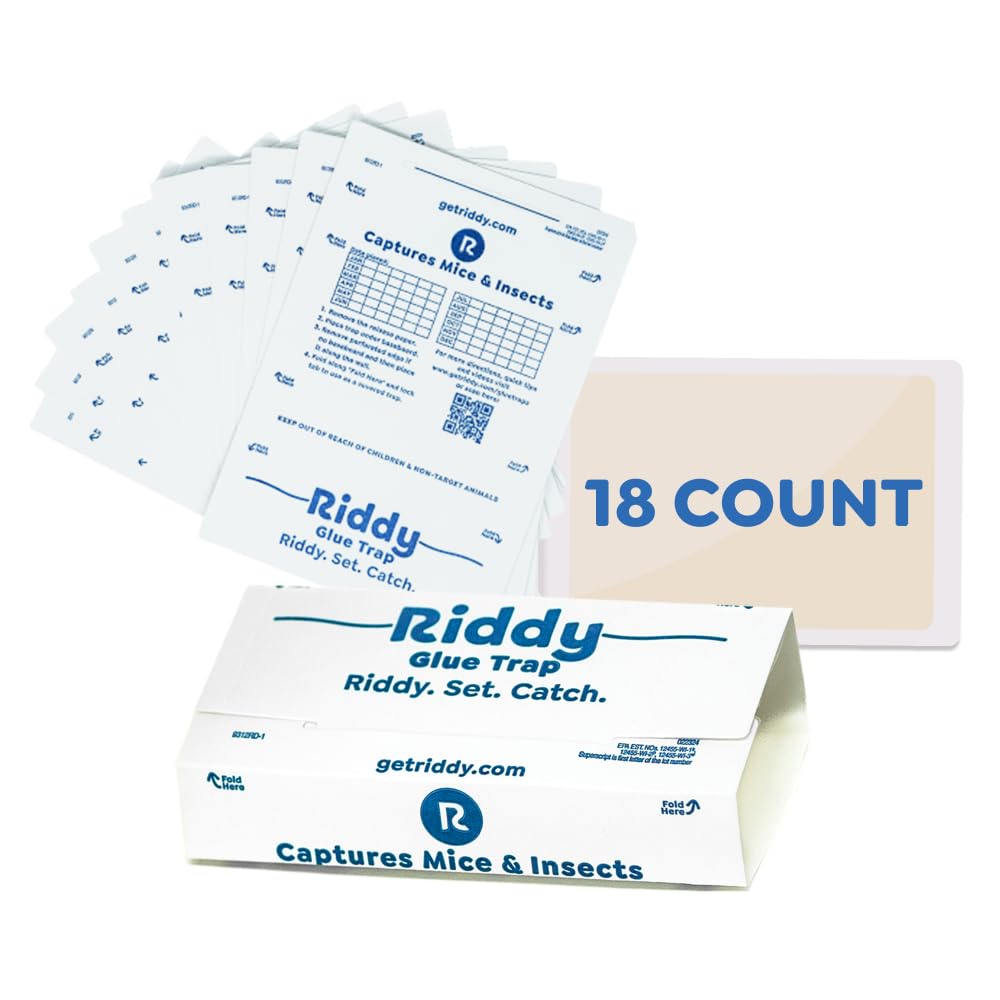 Riddy glue boards 18-pack ready-to-use traps for mess-free indoor pest control.
