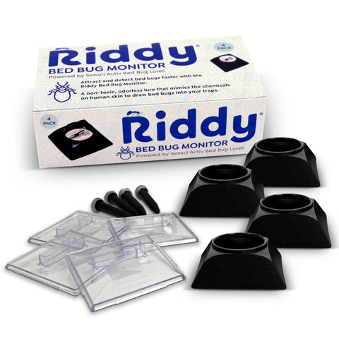 Riddy bed bug detection kit trap under bed for discreet monitoring.