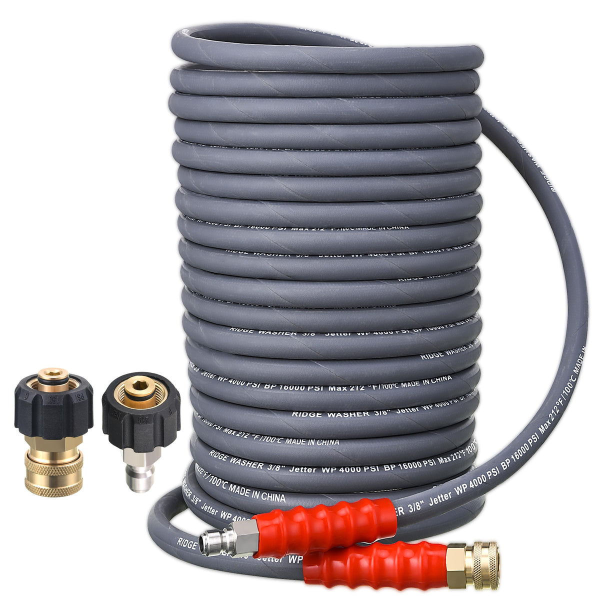 RIDGE WASHER 100 ft hose for extended cleaning reach across surfaces