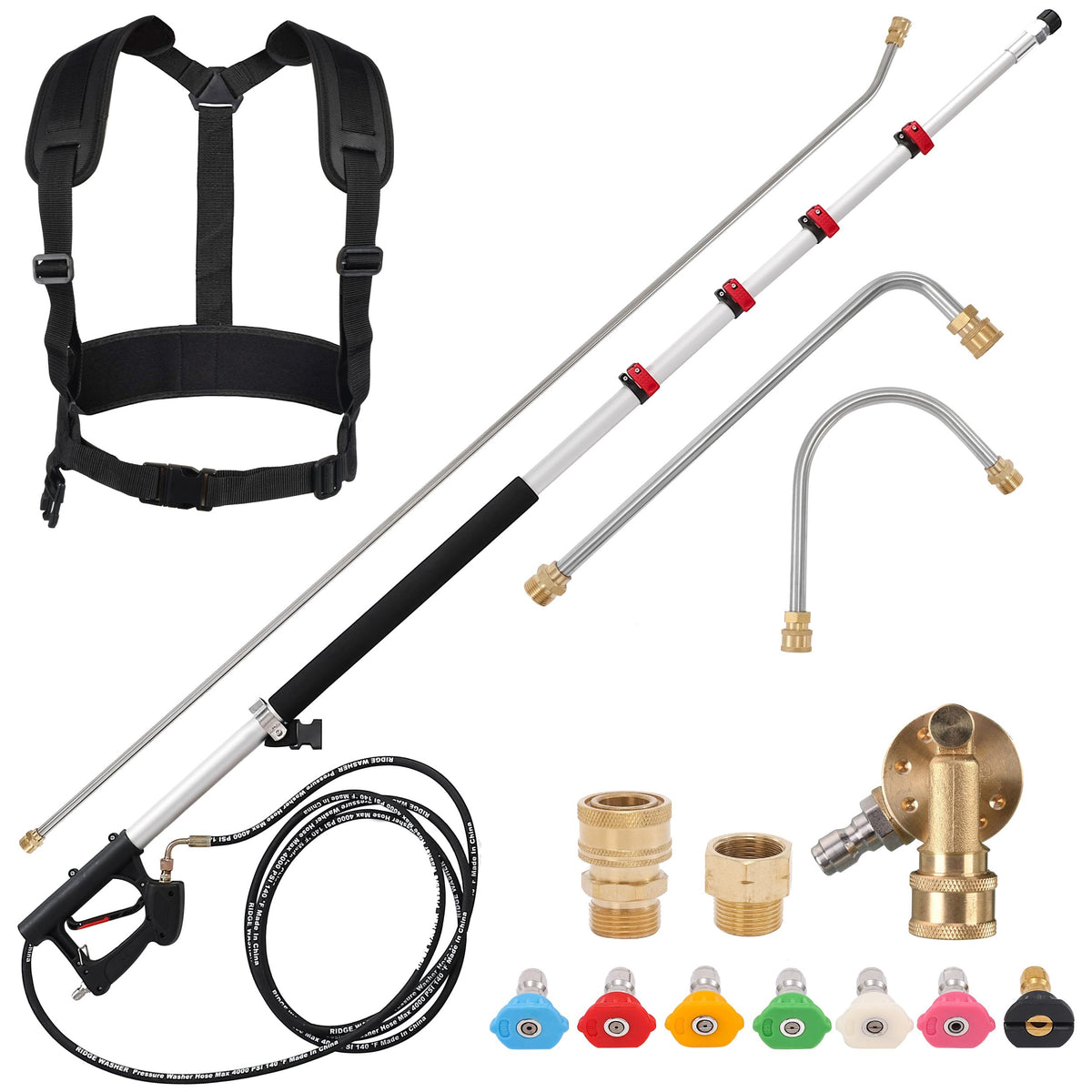 RIDGE WASHER 24 ft wand extended reach enables gutter and roof cleaning from ground level.