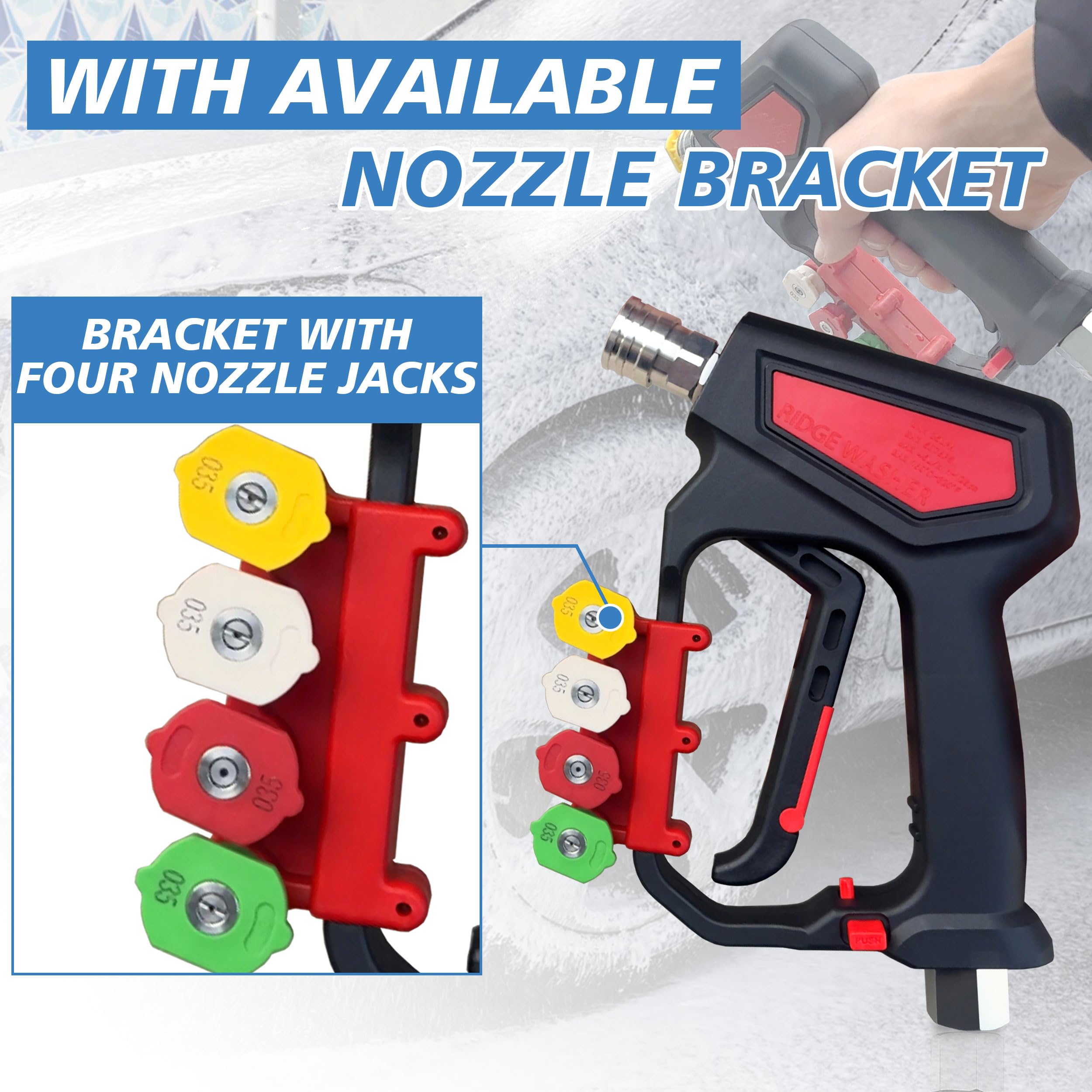 RIDGE WASHER 360-degree rotation enhances maneuverability and keeps hoses tangle-free