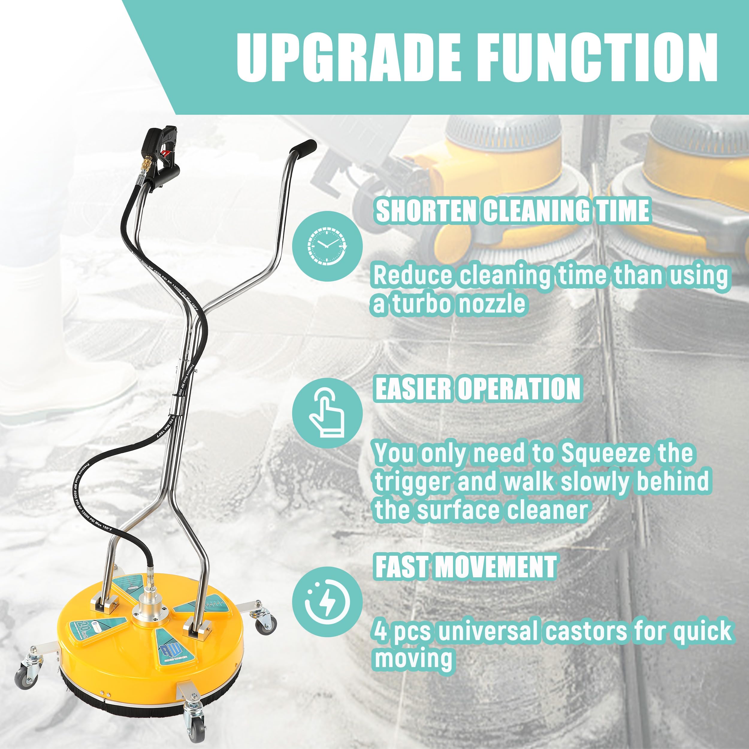 RIDGE WASHER 360-degree wheels allow easy maneuverability around corners