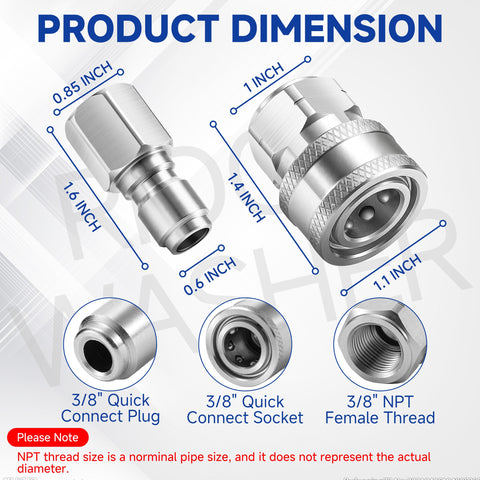 RIDGE WASHER 3/8 inch NPT fittings provide precise threading with minimal leaks.