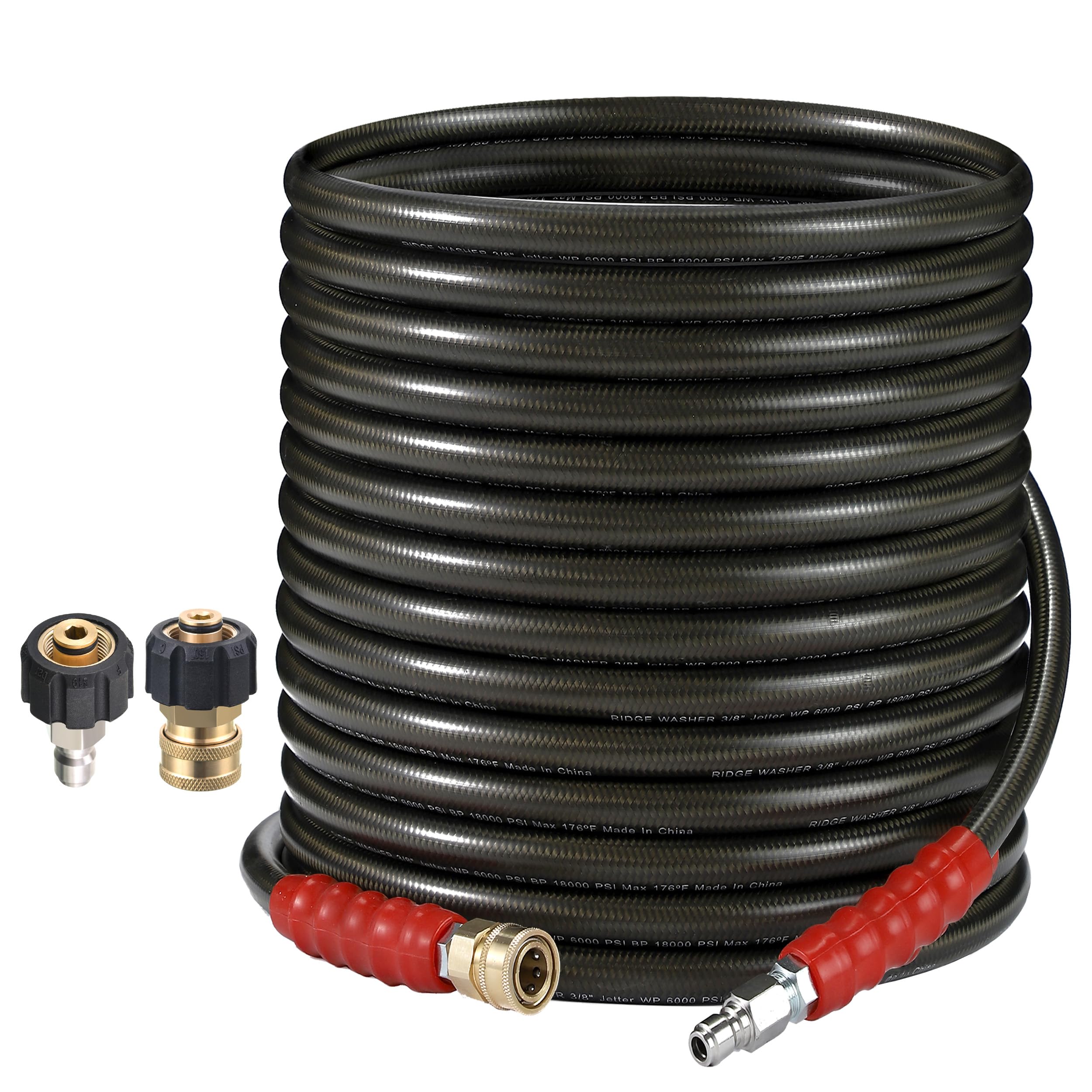 RIDGE WASHER 50 ft hose in use for long-range cleaning