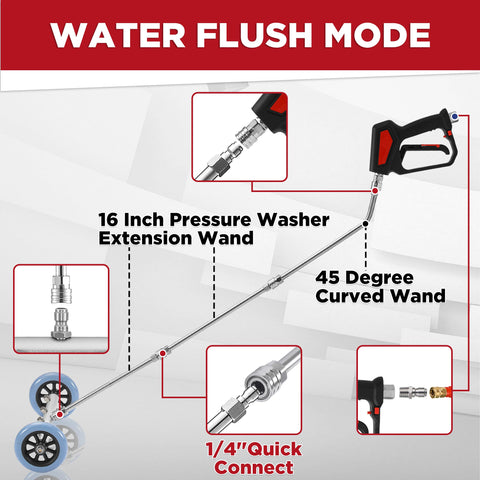 RIDGE WASHER black nozzle for adjustable spray control and versatile use.