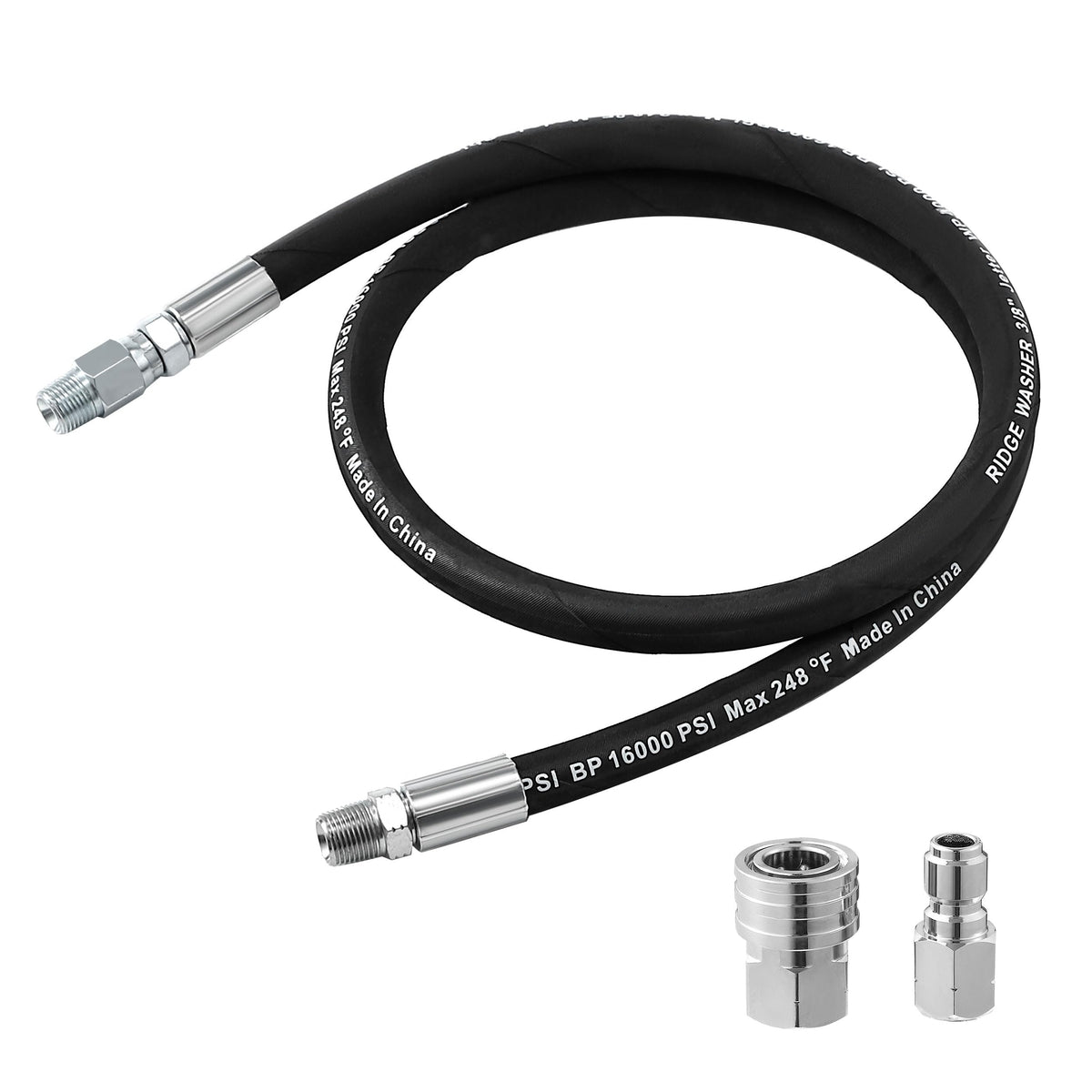 RIDGE WASHER braided steel 4ft hose for durable high-pressure use