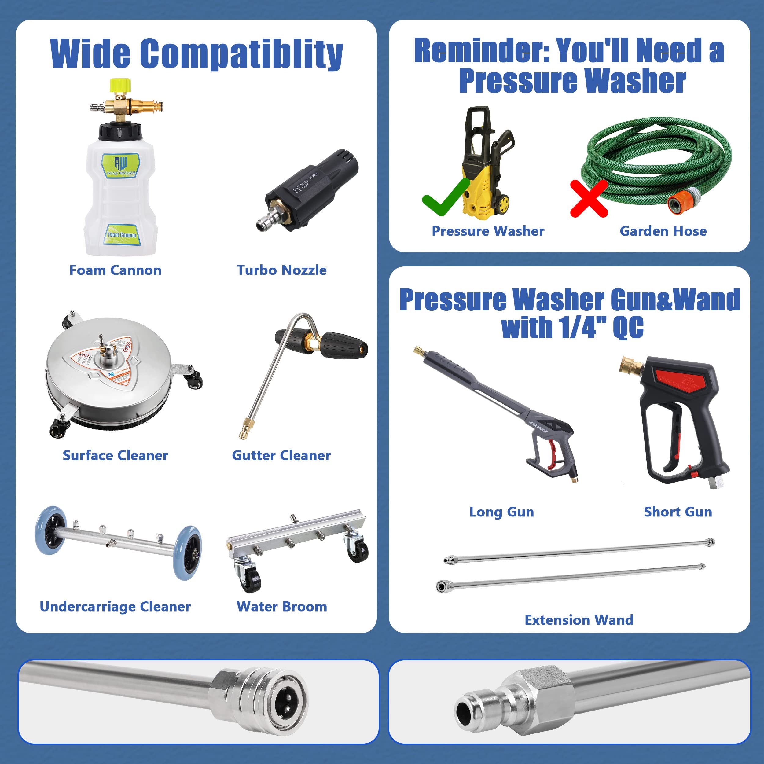 RIDGE WASHER car and driveway cleaning wand expands your cleaning reach.