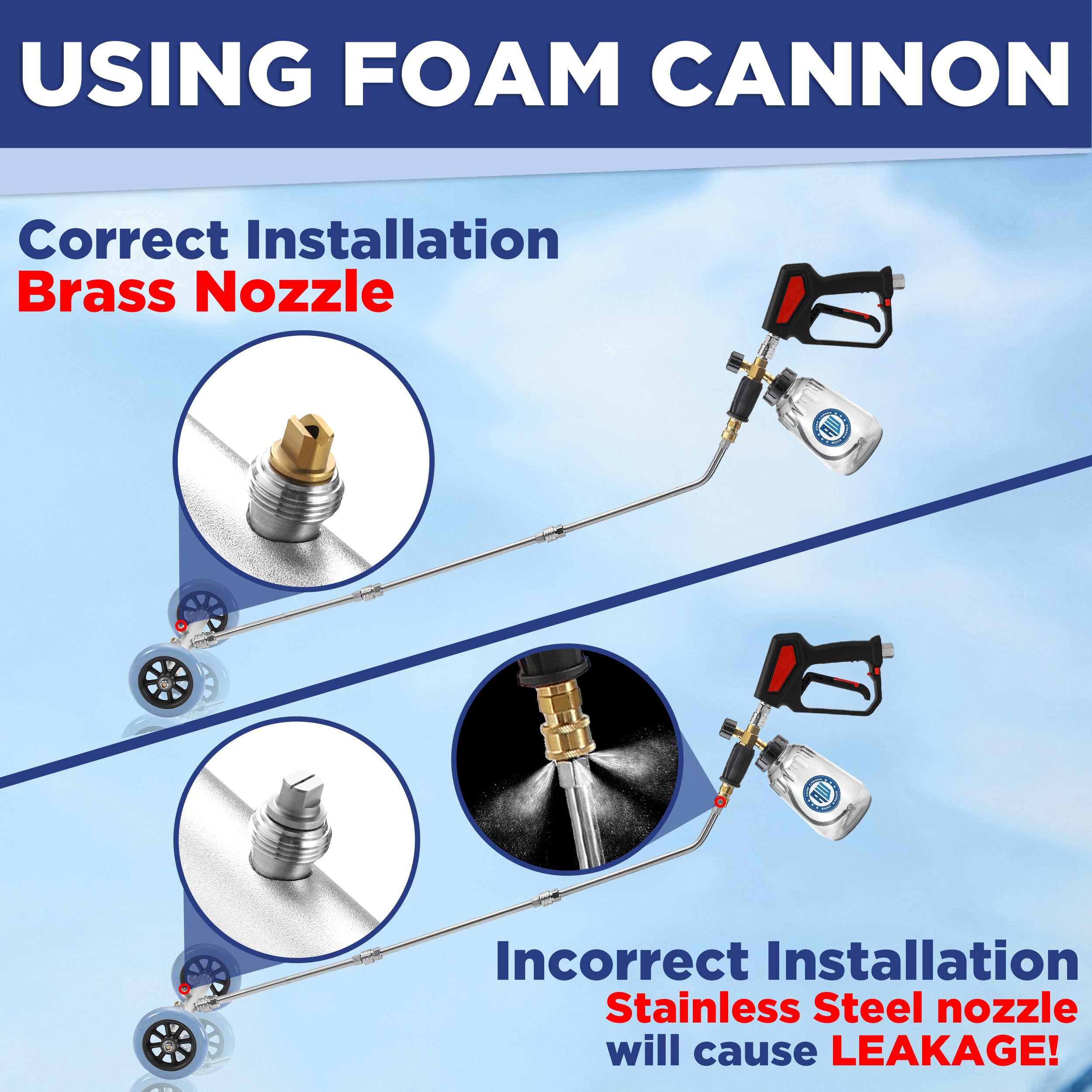 RIDGE WASHER foam cannon in action delivers thick cleaning foam.