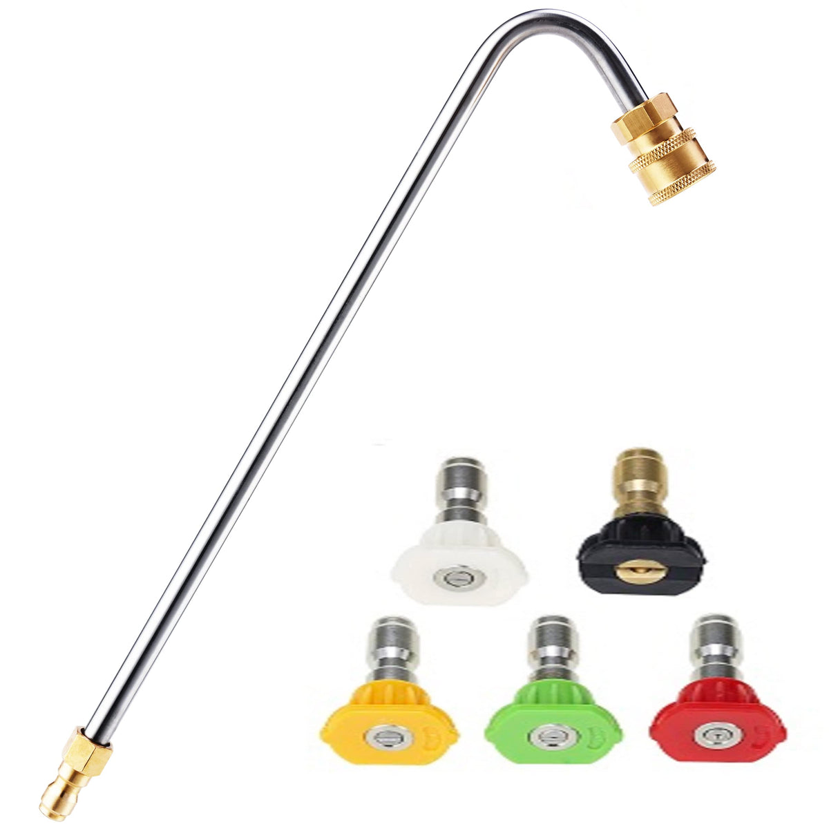 RIDGE WASHER gutter cleaner angled wand for safe ground-level gutter cleaning.