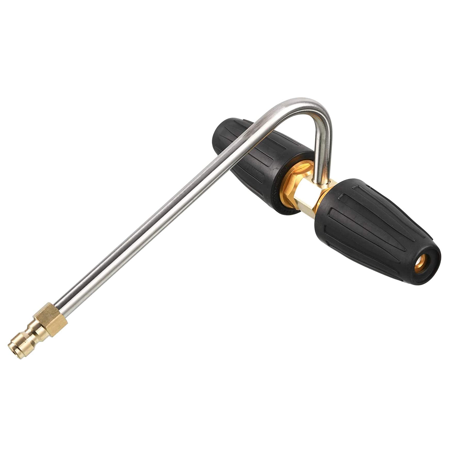 RIDGE WASHER gutter cleaner attachment mounted on a pressure washer wand for fast debris removal.