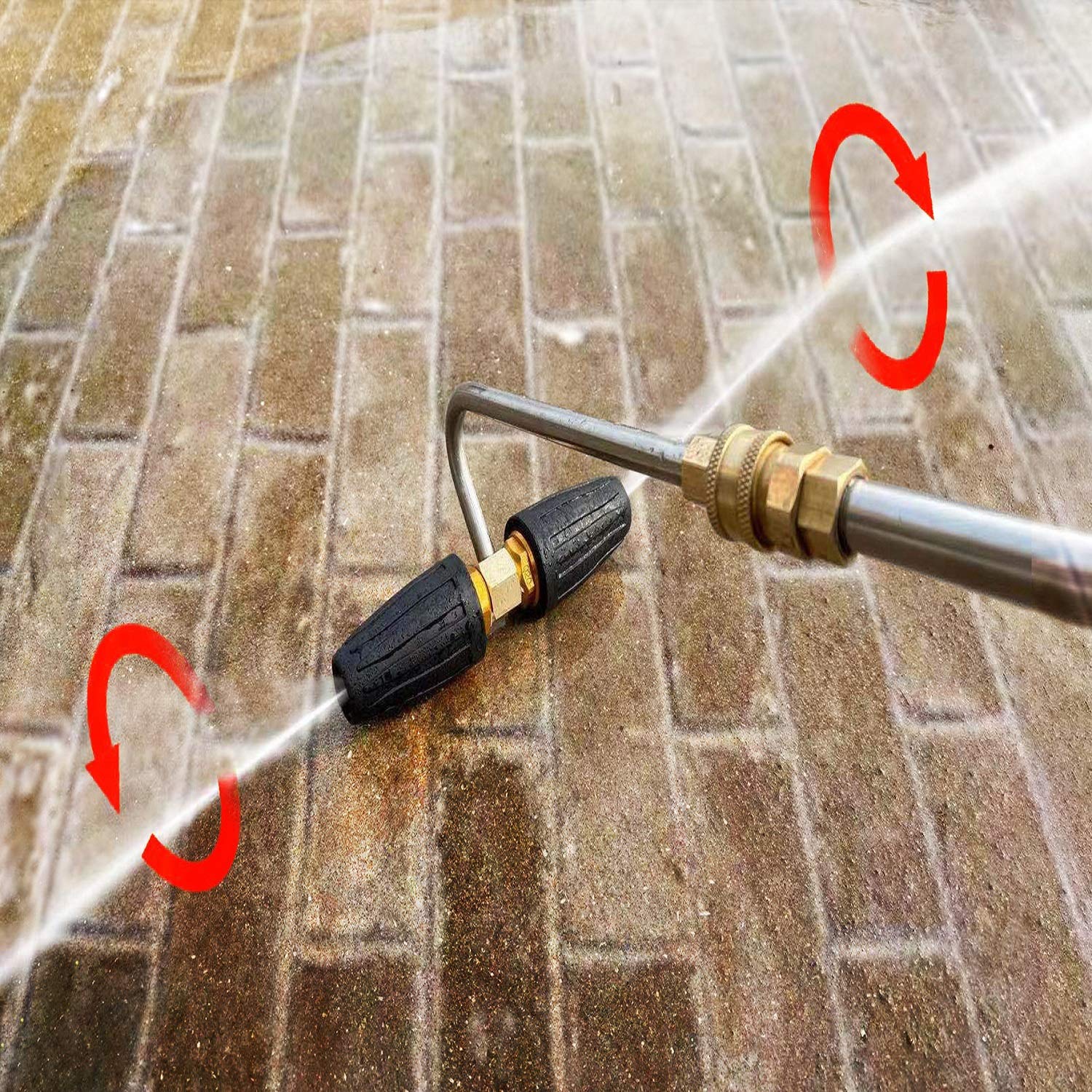 RIDGE WASHER gutter cleaner in action clearing leaves and clogs from gutters.