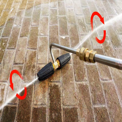 RIDGE WASHER gutter cleaner in action clearing leaves and clogs from gutters.