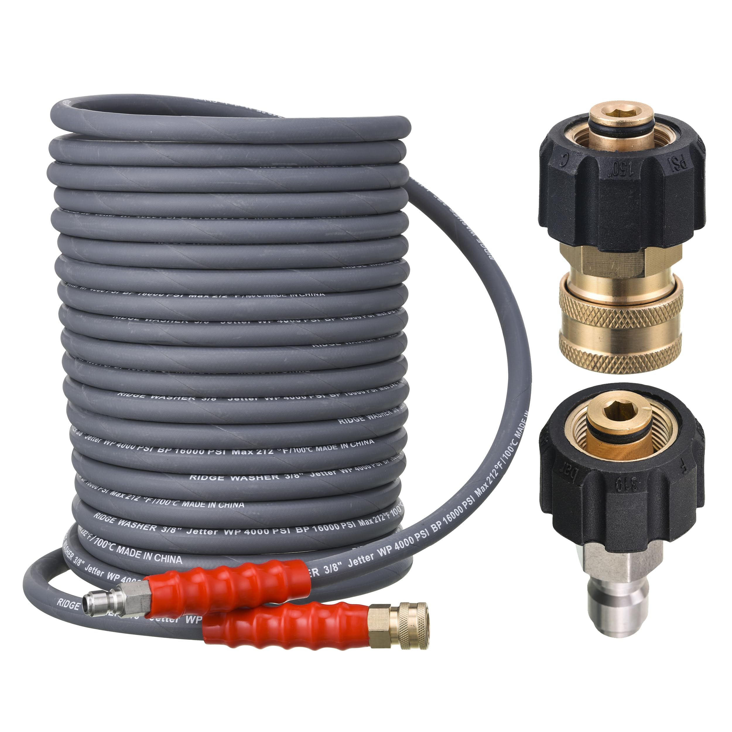 RIDGE WASHER 50ft hose for extended reach and flexible cleaning.