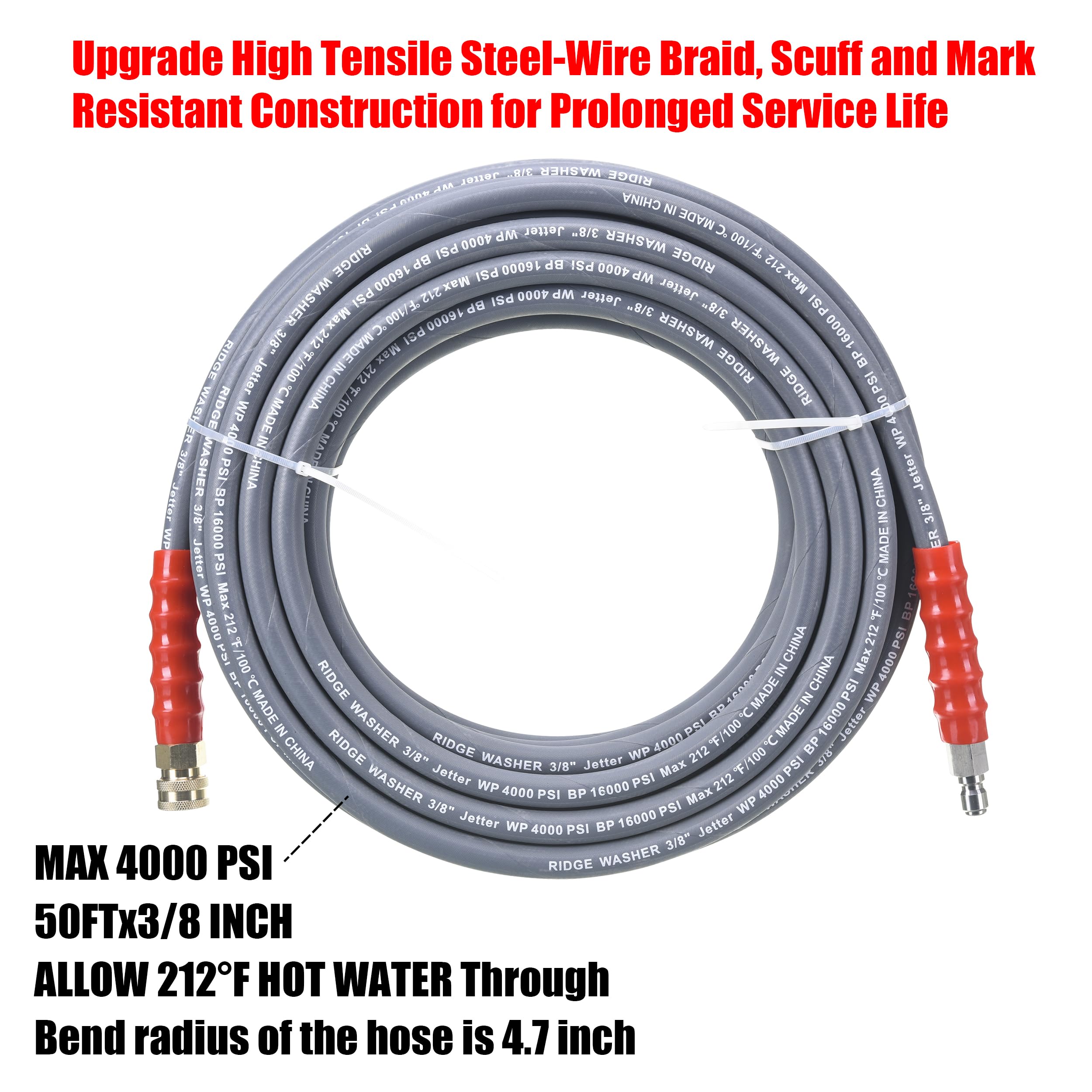 RIDGE WASHER M22-14mm to 3/8in quick-connect for fast setup.