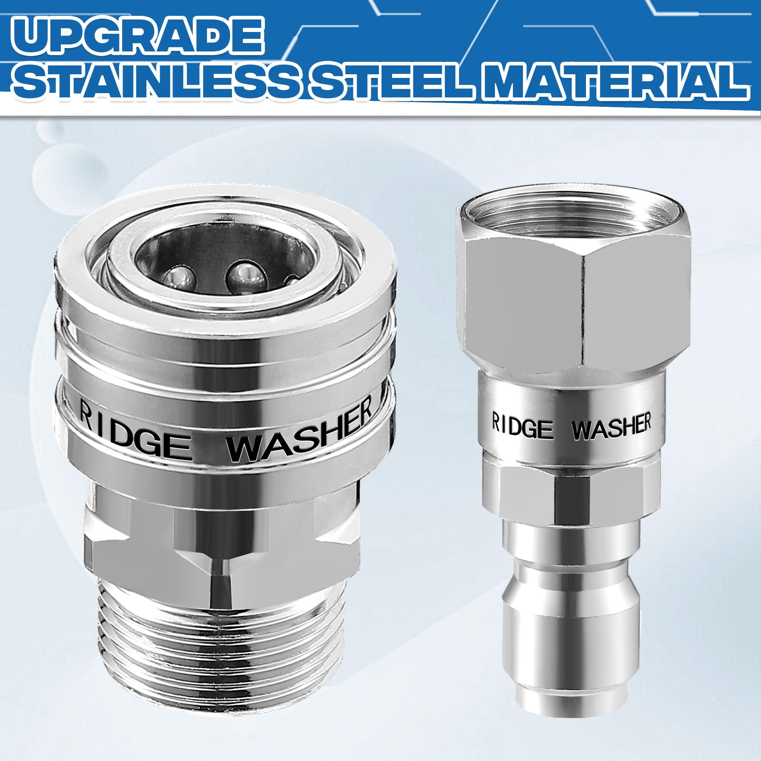 RIDGE WASHER hose-to-gun connection demonstrates seamless setup for pressure washing.