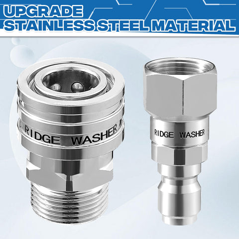 RIDGE WASHER hose-to-gun connection demonstrates seamless setup for pressure washing.