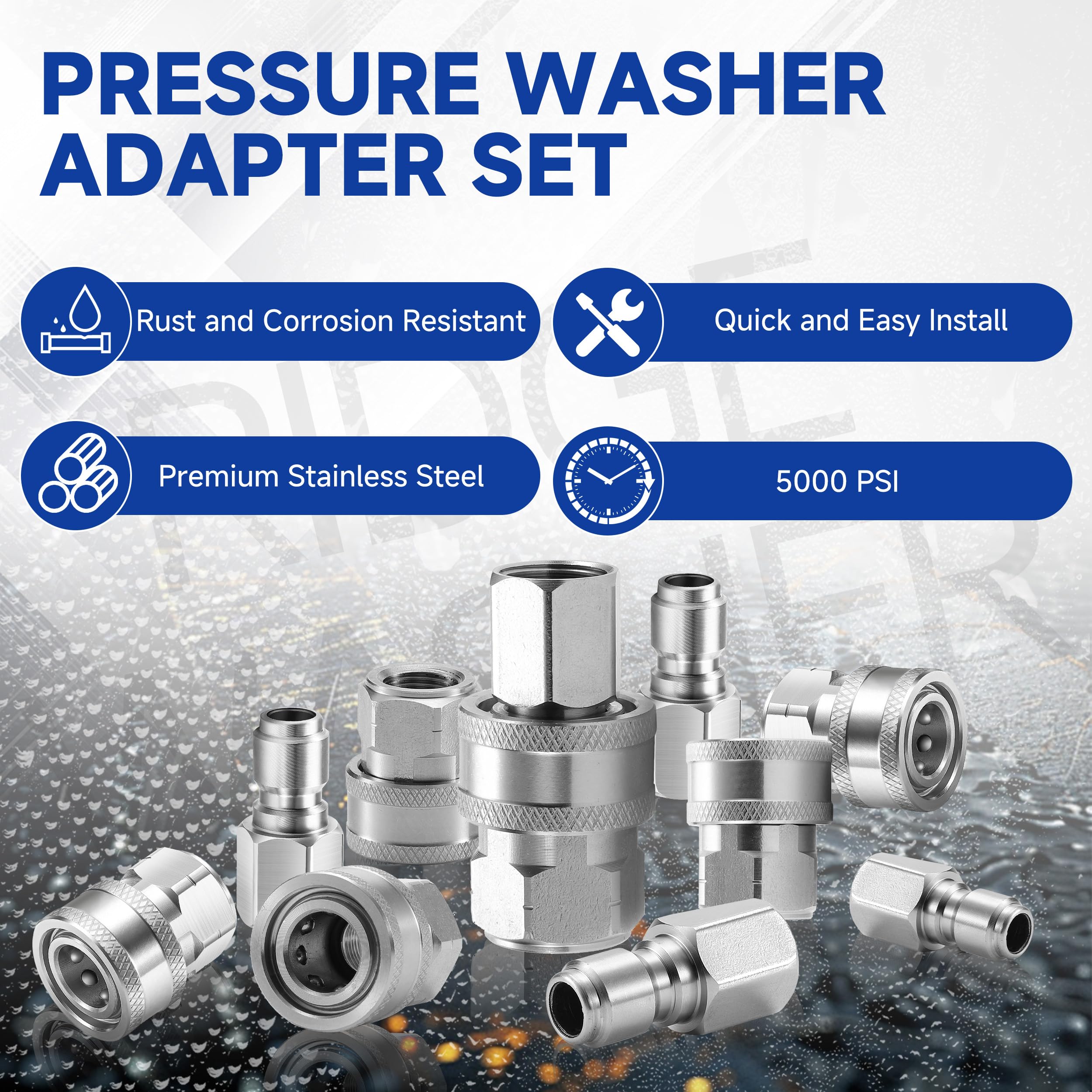 RIDGE WASHER leak-proof connections reduce drips during fast washdowns.