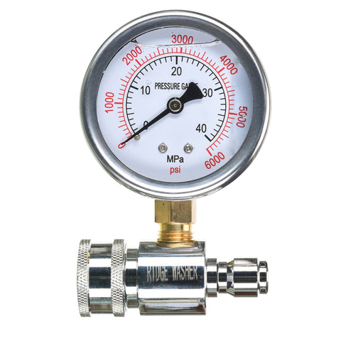 RIDGE WASHER pressure gauge with 3/8 quick connect for precise PSI readings