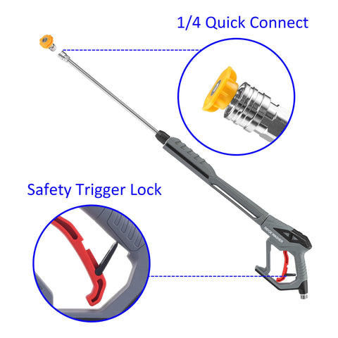 RIDGE WASHER quick-connect hose attachment helps swap tools quickly during tasks.