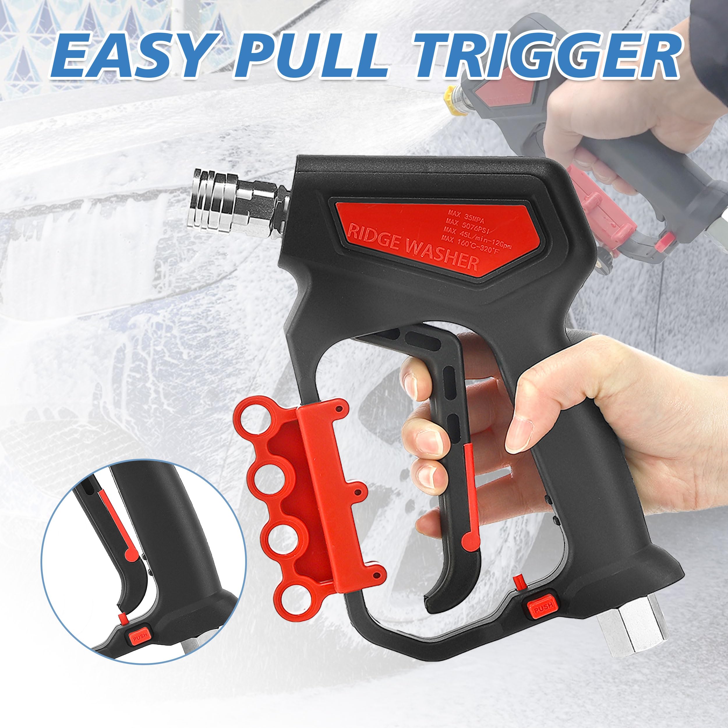 RIDGE WASHER safety-locking handle adds control during operation