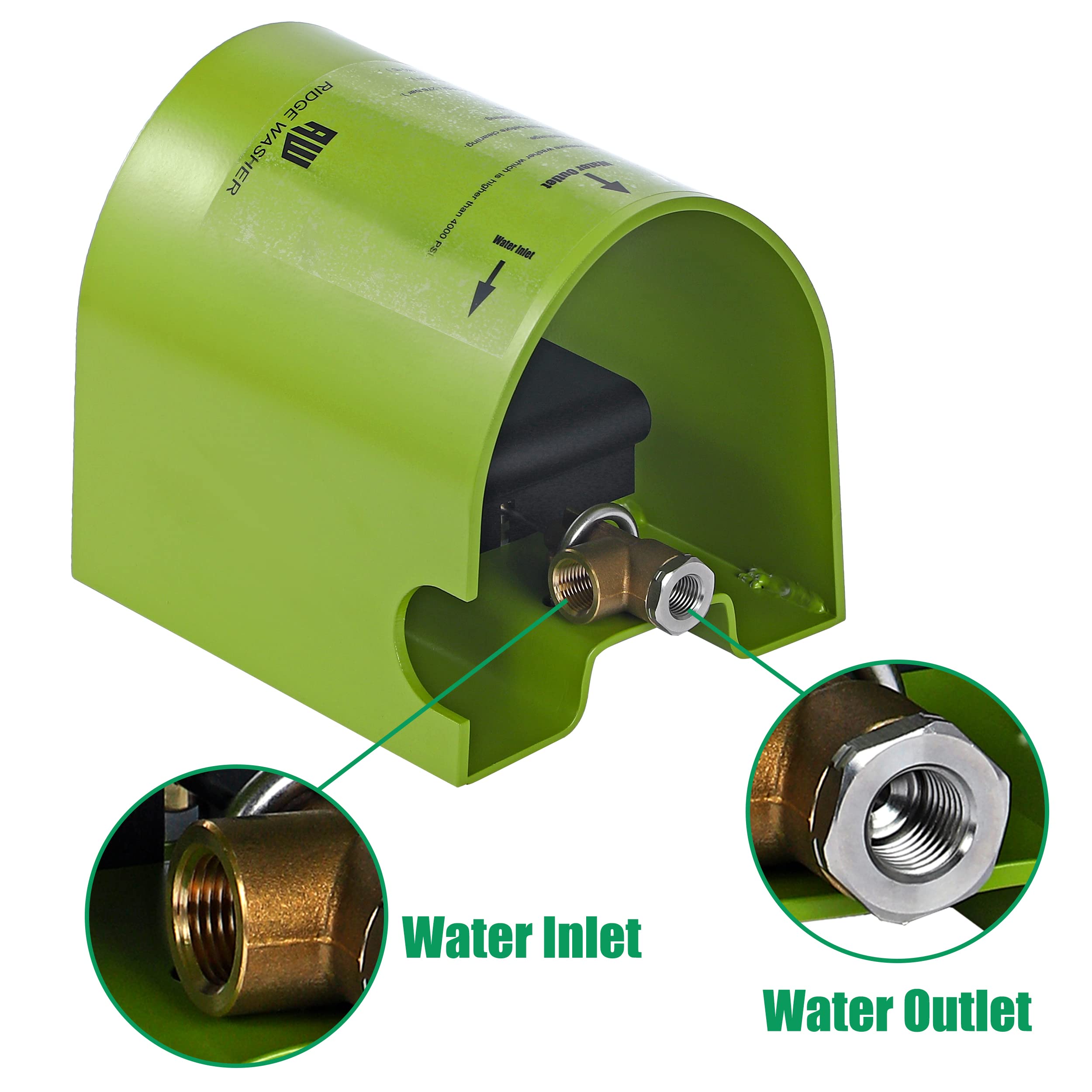 RIDGE WASHER sewer jetter kit shows durable steel construction with protective cover.