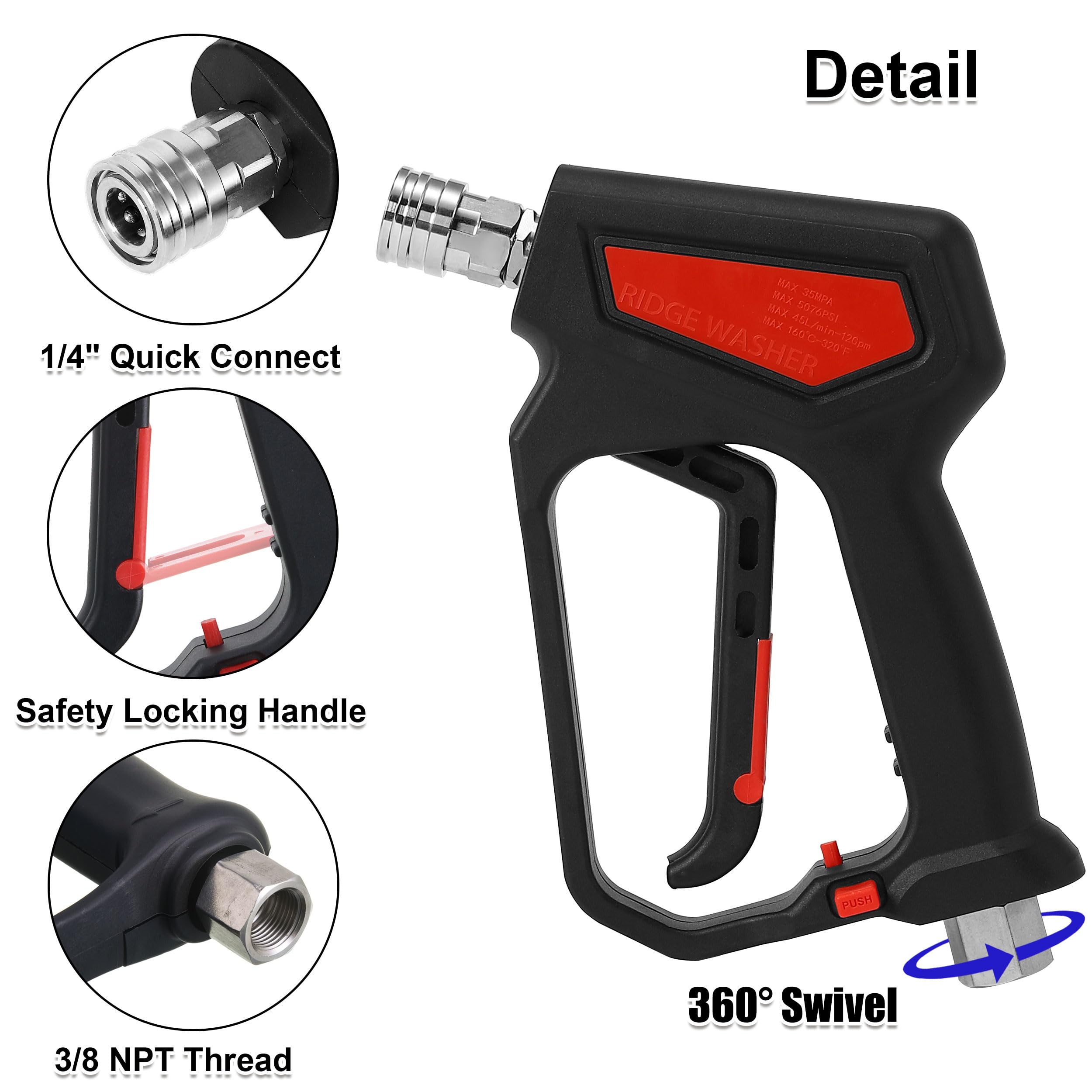 RIDGE WASHER swivel 360-degree rotation prevents hose kinks