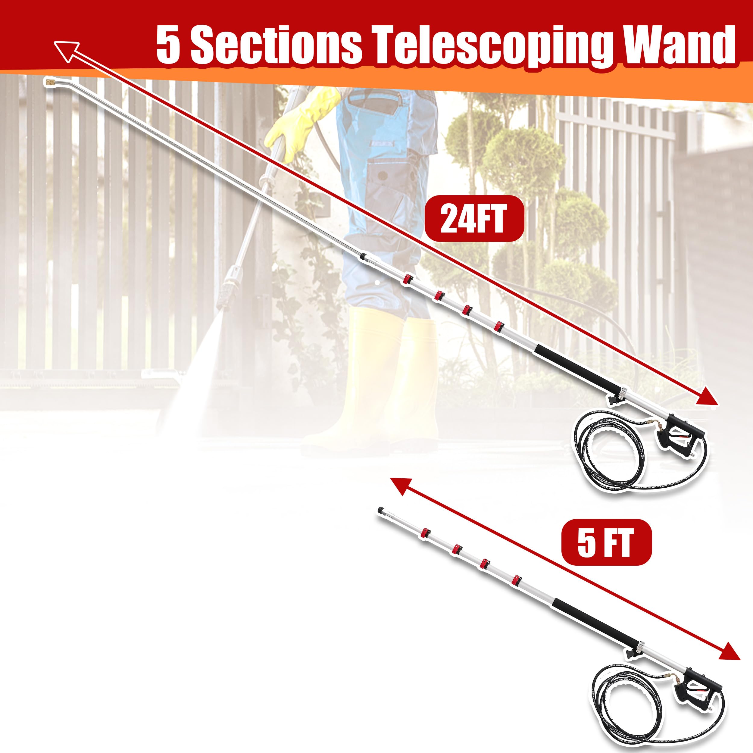 RIDGE WASHER three curve wands for versatile roof edge and high-area cleaning.