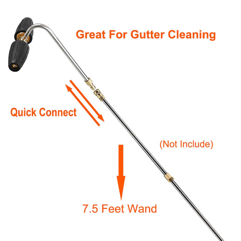 RIDGE WASHER two-rotary-turbo-nozzles blasting gutter debris with efficient cleaning.