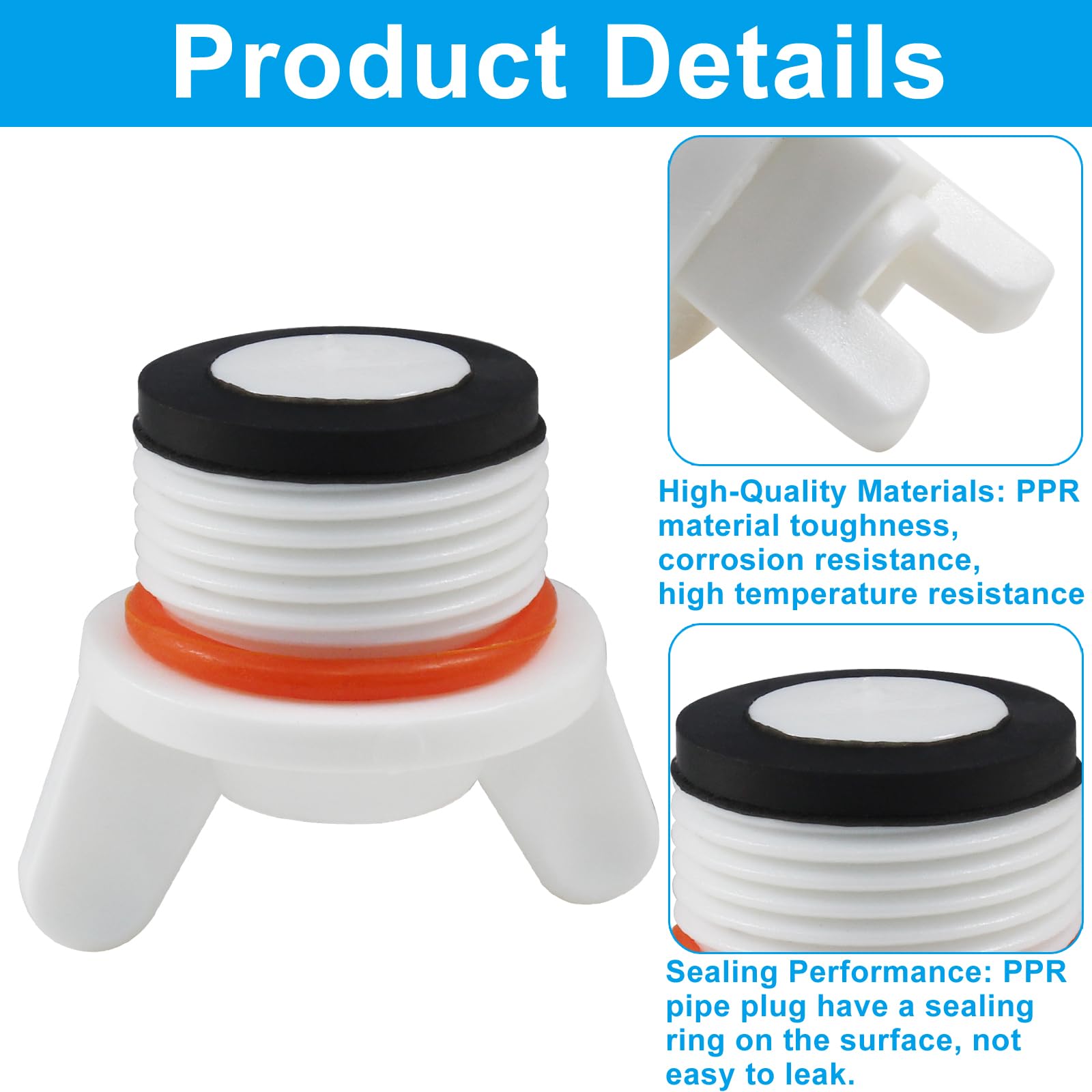 Rierdge five-pack PPR end caps ready for organized water system projects.