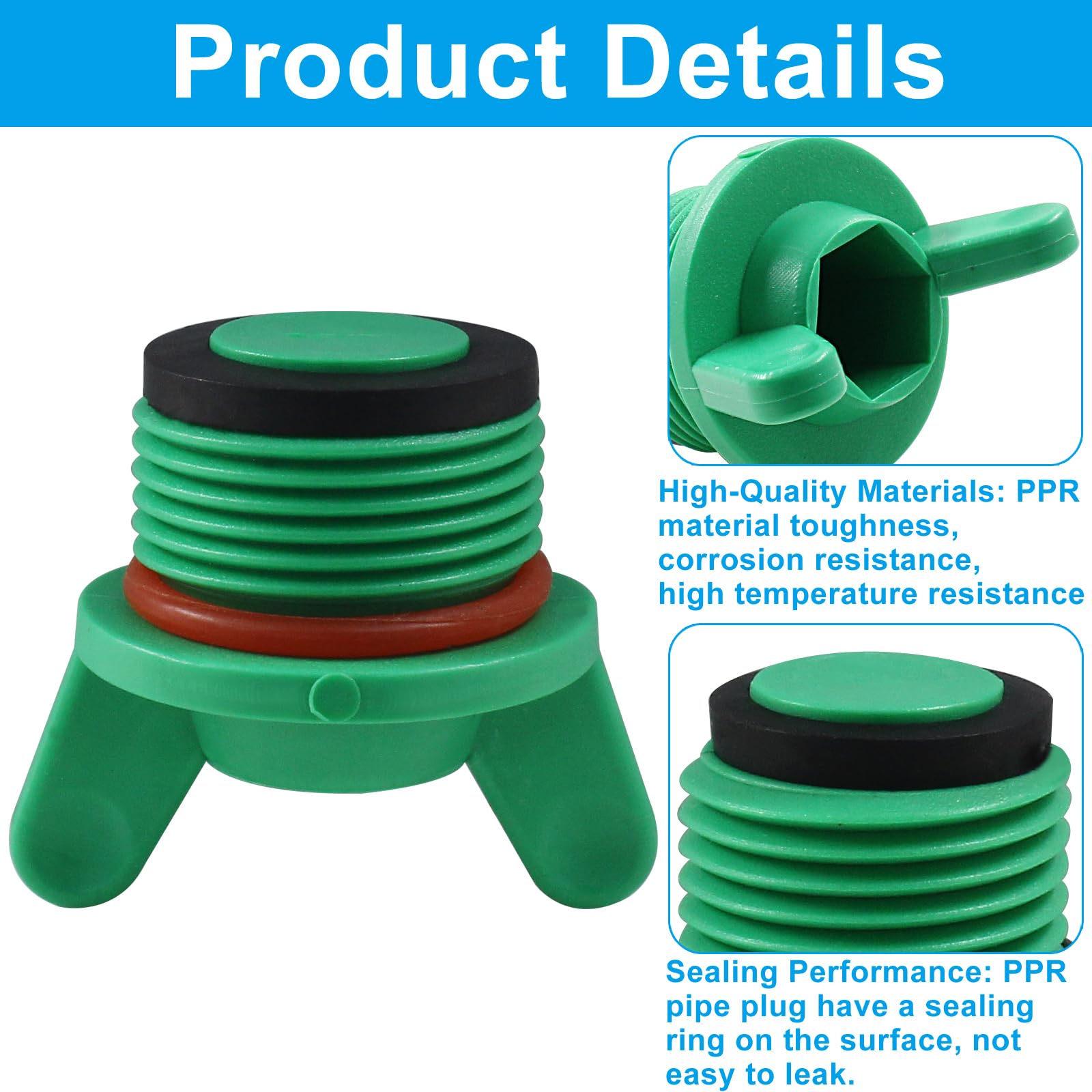 Green PPR end cap with butterfly handle for easy hand tightening