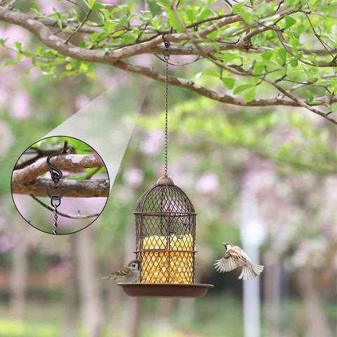 Rierdge bird feeder hook secures feeders with stable, easy swiveling