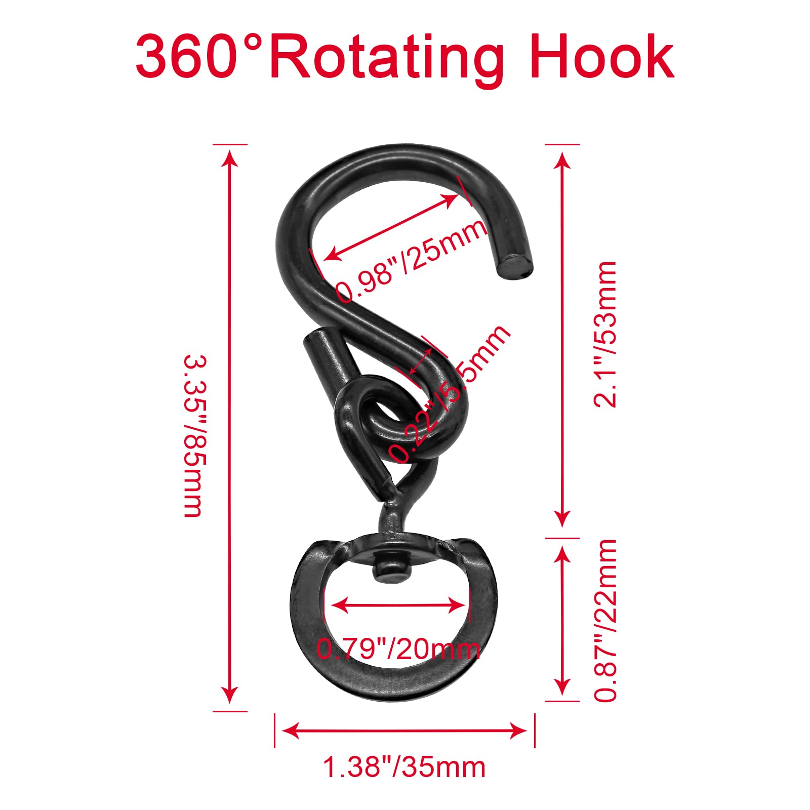 Rierdge heavy-duty metal swivel hook offers durable support for outdoor decor