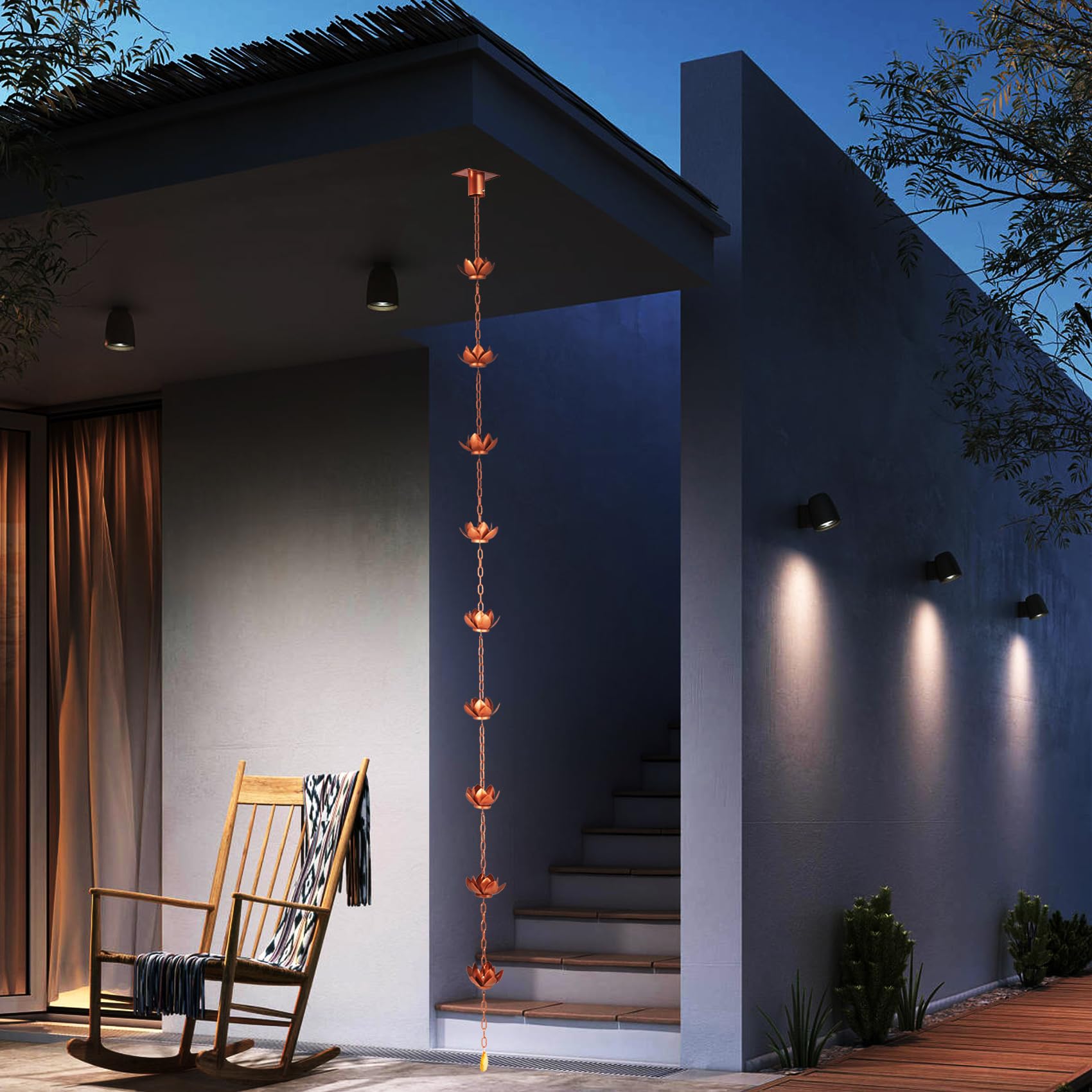Gutter adapter included for tool-free, splash-minimizing installation.