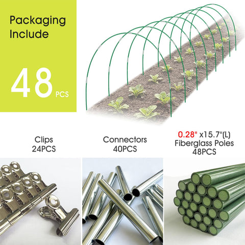 RIFNY bend-and-assemble hoops simplify DIY garden tunnel setup.