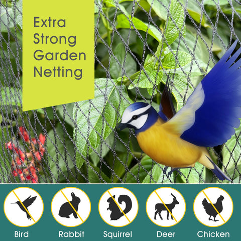 RIFNY bird netting with landscape staples ready to secure around fruit trees.