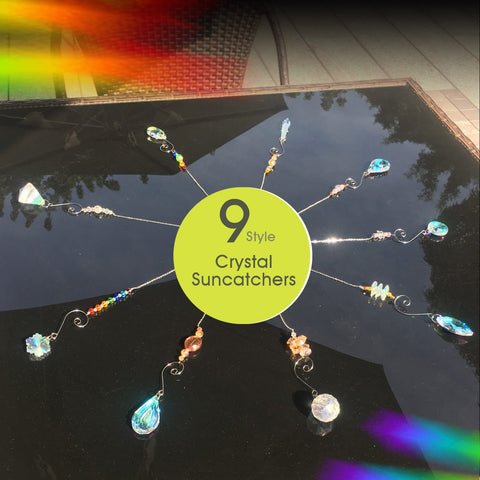 RIFNY crystal suncatchers prism pendant sparkling in sunlight.