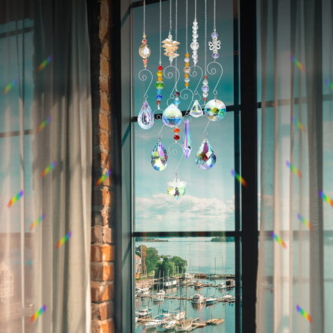 RIFNY crystal suncatchers rainbow maker projecting colorful arcs across a room.
