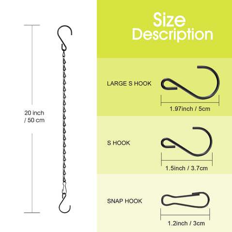 Tool-free installation with included S-hooks and clip.