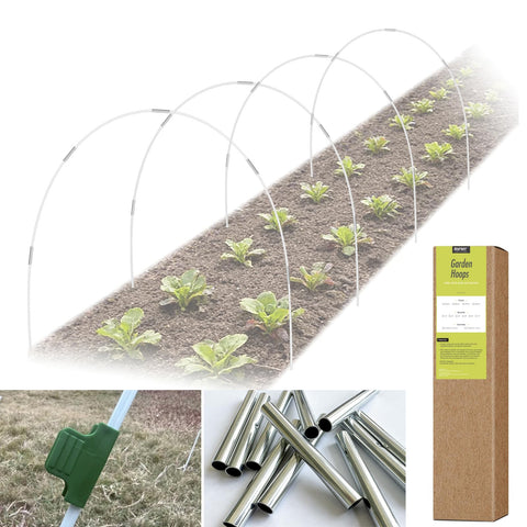 RIFNY garden hoops kit arches provide sturdy row cover support for plants.