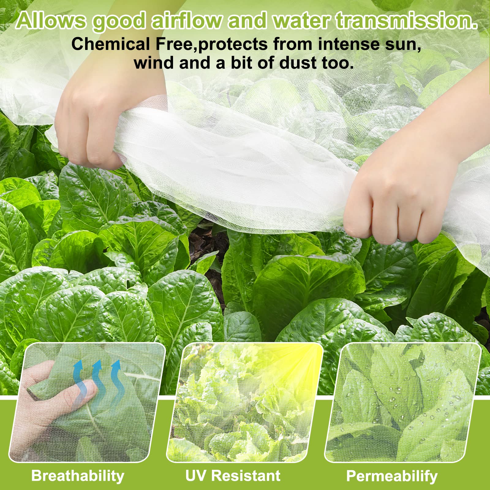 RIFNY see-through garden netting allows airflow and monitoring of crops