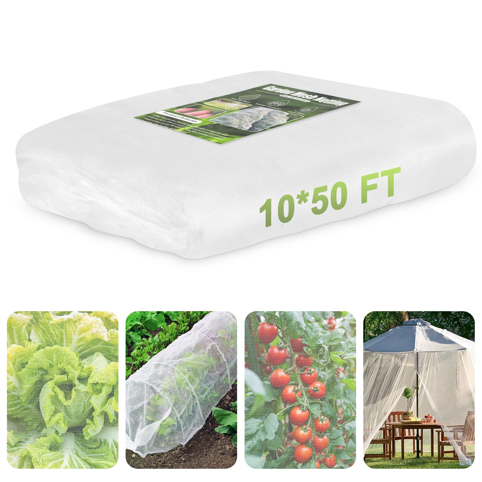 RIFNY Garden Netting ultra-fine mesh cover protects crops while allowing sunlight and airflow.