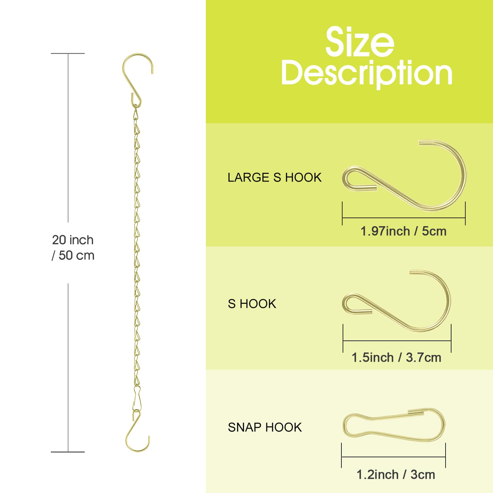 RIFNY gold hanging chain 20inch with lanterns adds elegant, weatherproof display.
