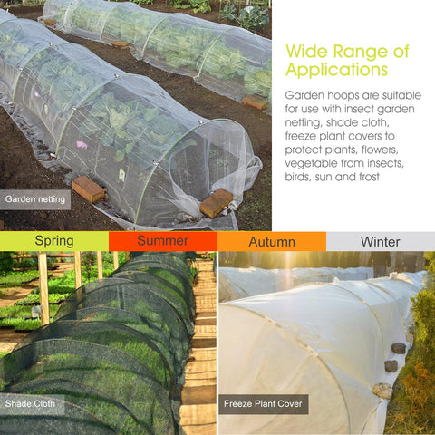 RIFNY plastic clips attach row covers securely to hoop frames.