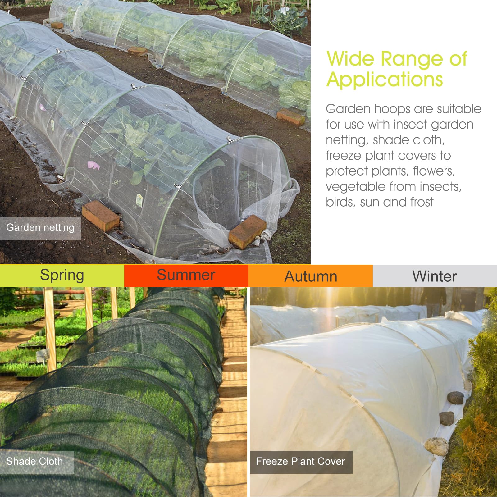 RIFNY rust-free connectors securing garden hoops for durability