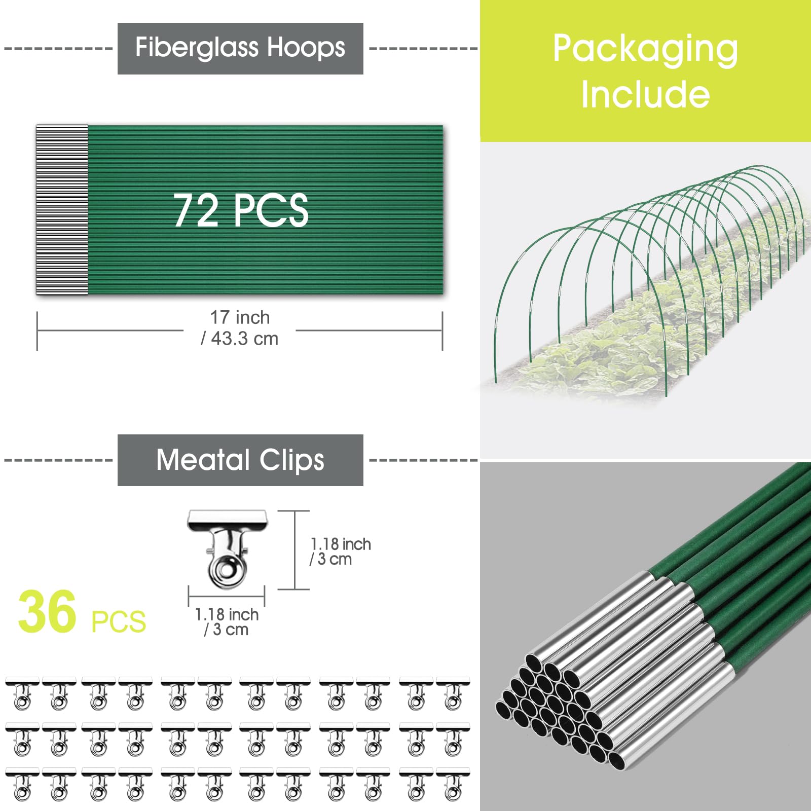 RIFNY stainless steel clips anchoring covers to hoops